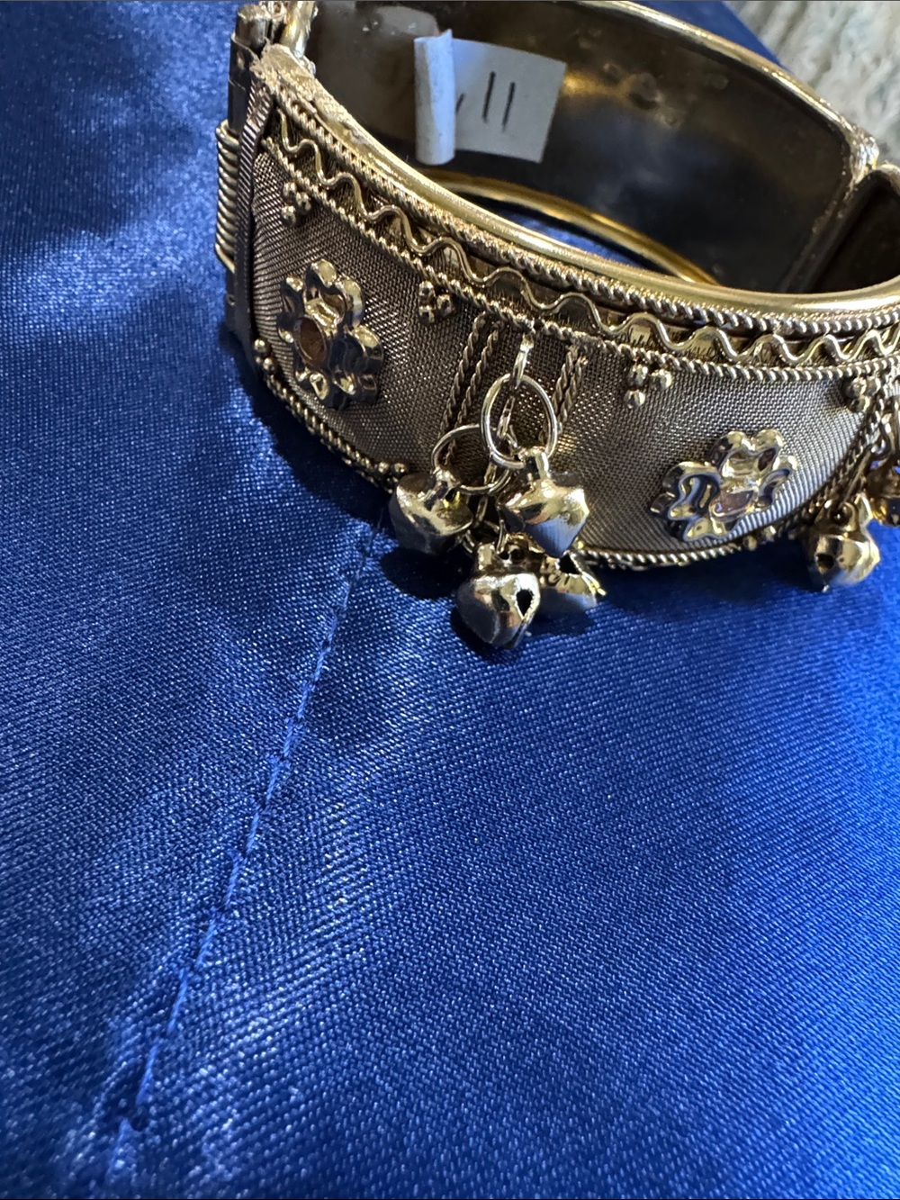 Gold Toned Decorative Charm Bangle Bracelet